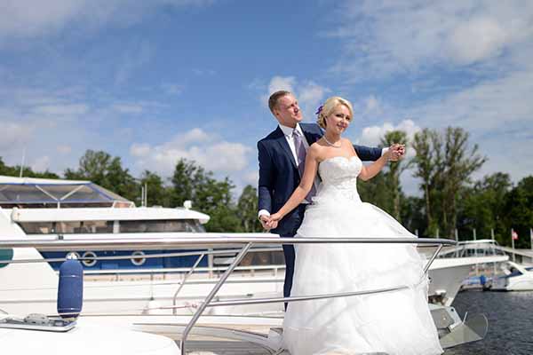 Just married and taking a yacht cruise on Lake Michigan