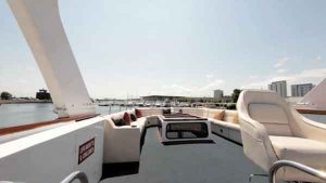 The top deck of the Sophisticated Lady yacht charter