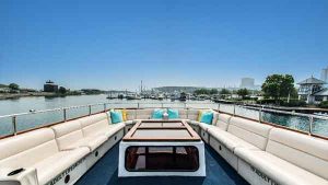 Top deck of the Sophisticated Lady yacht charter